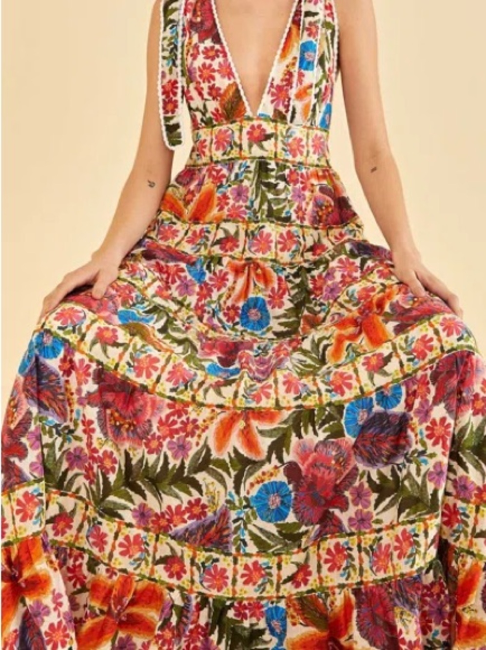 FARM Rio Tropical Yard Sleeveless Midi Dress - size Small